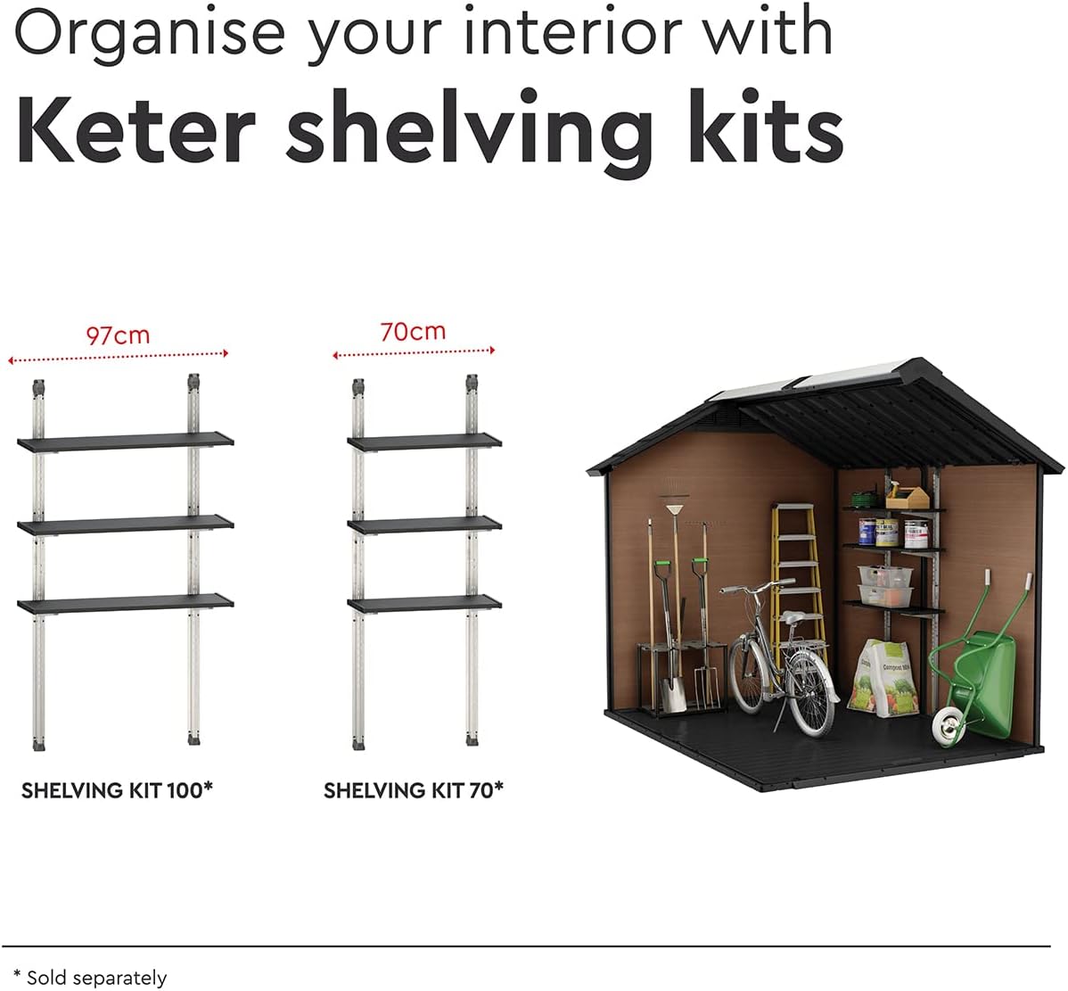 Newton Garden Shed – Brown Wood-Effect Resin, 6 m² 7.5×9 ft