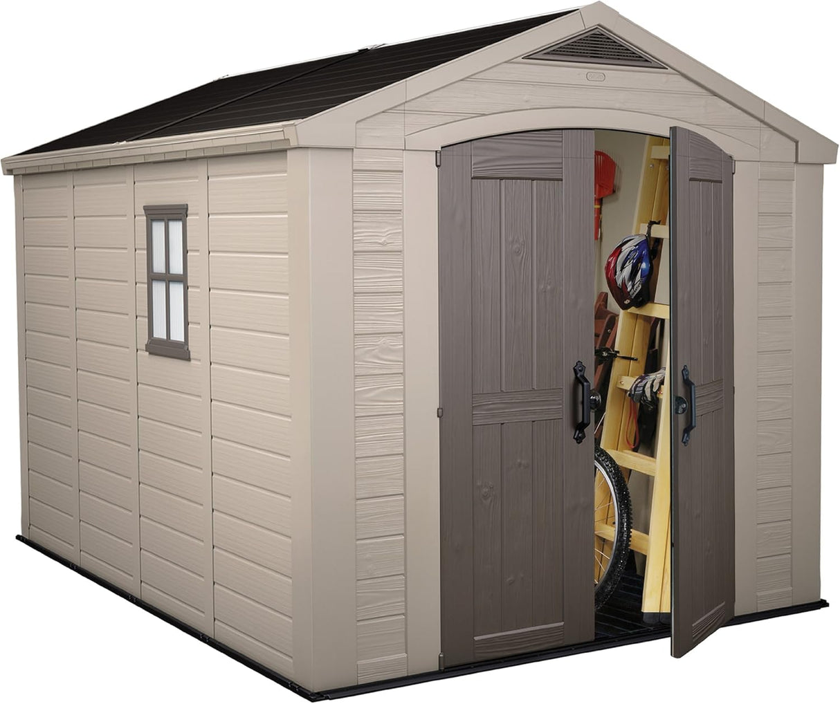 Factor Outdoor Garden Storage Shed – Beige Resin, 8 x 11 ft