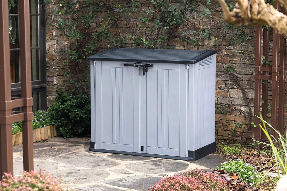 Outdoor Garden Storage Shed – 880L Resin Storage Box Grey