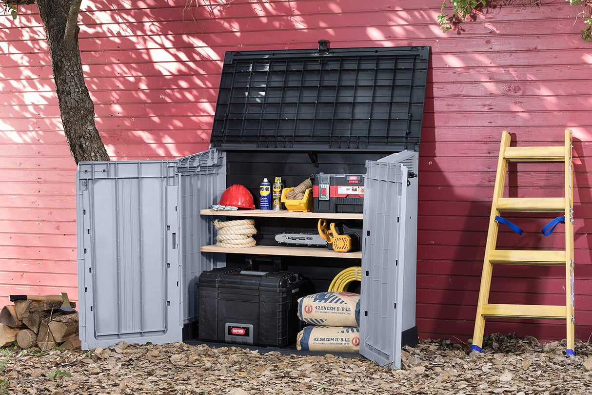 Outdoor Garden Storage Shed – 880L Resin Storage Box Grey