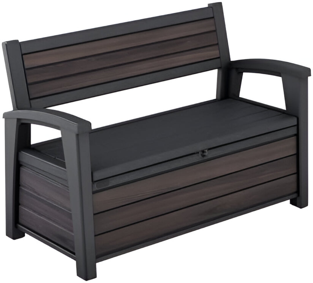Signature Outdoor Storage Bench 227L – Seats 2, Wood-Look Resin, Weather-Resistant