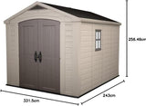 Factor Outdoor Garden Storage Shed – Beige Resin, 8 x 11 ft