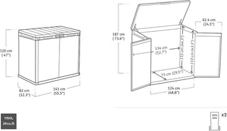 1150L Outdoor Garden Storage Box – Lockable Weatherproof Resin Shed for Tools, Bins & BBQ