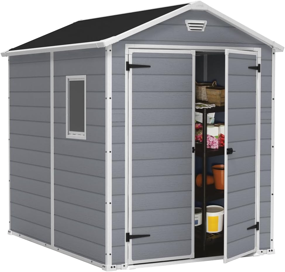 Outdoor Plastic Garden Storage Shed Grey