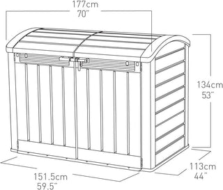 Outdoor Garden Storage Shed – 880L Resin Storage Box Grey