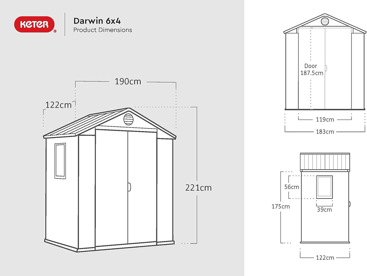 Double Door Garden Shed – Darwin 6x4 ft | Wood-Effect