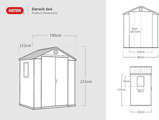 Double Door Garden Shed – Darwin 6x4 ft | Wood-Effect
