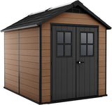 Newton Garden Shed – Brown Wood-Effect Resin, 6 m²  7.5×9 ft
