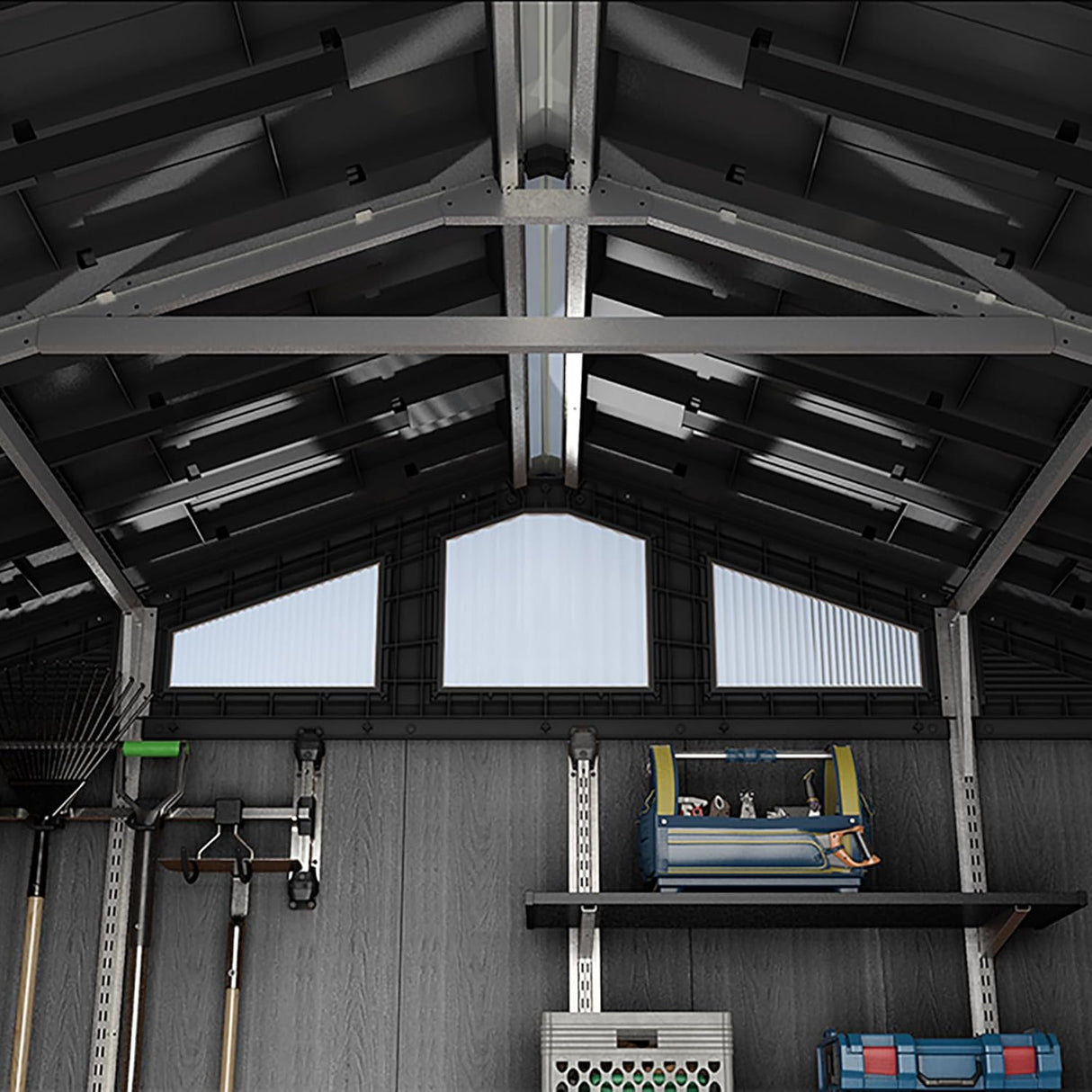 Stronghold 10×15 ft Outdoor Storage Shed, Evotech Wood-Effect, Weatherproof & Steel-Reinforced