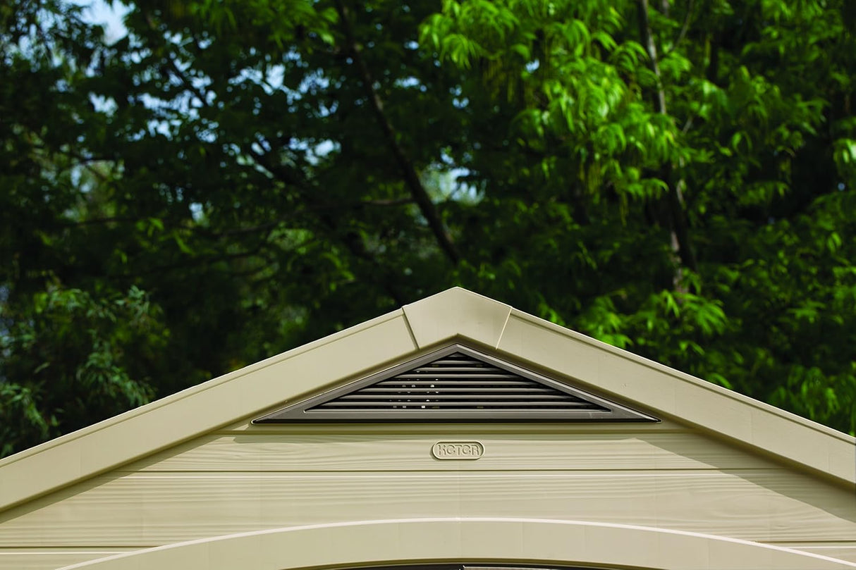 Factor Outdoor Garden Storage Shed – Beige Resin, 8 x 11 ft