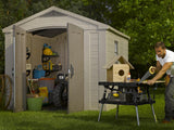 Factor Outdoor Garden Storage Shed – Beige Resin, 8 x 11 ft