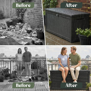 980L XXL Garden Storage Box by Olsen & Smith – Extra Large Outdoor Storage Chest, Weather Resistant Recycled Plastic Storage Container, Lockable Cushion & Garden Furniture Storage Box