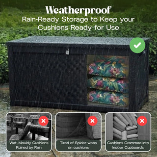 980L XXL Garden Storage Box by Olsen & Smith – Extra Large Outdoor Storage Chest, Weather Resistant Recycled Plastic Storage Container, Lockable Cushion & Garden Furniture Storage Box